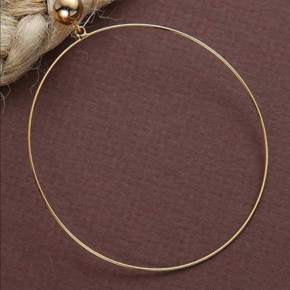 thin dainty large gold hoop earrings - Picture 2 of 2